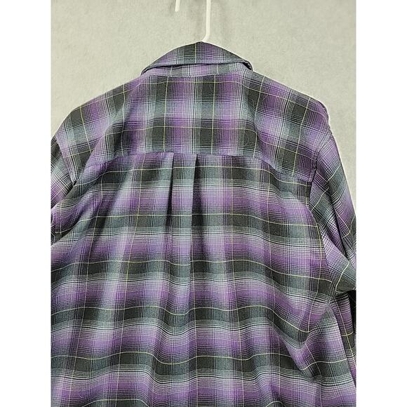DIXXON Ballistic BJ Baldwin Purple Plaid LS Snap Up Flannel Shirt Men's Large - Picture 7 of 12